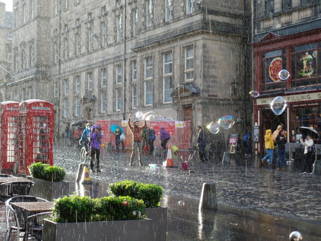 Raining in Edinburgh